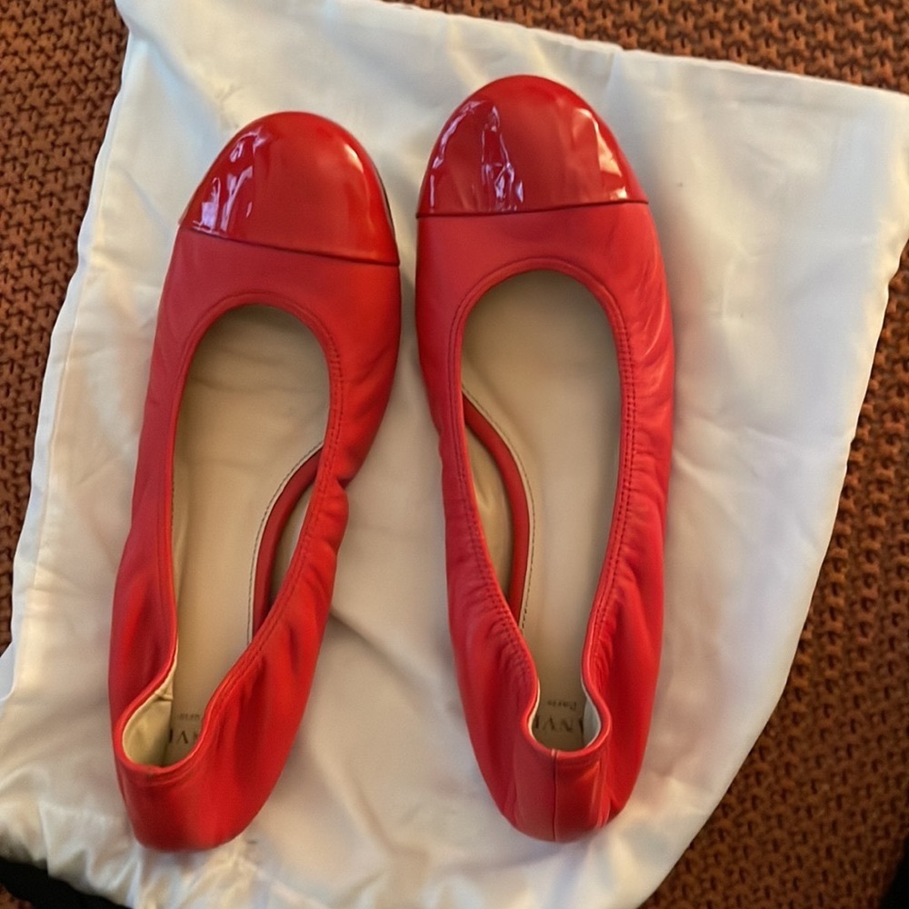 💃🏻FINAL WEEK❣️ LANVIN Paris Leather Red Ballet Flats Sz 39 fit like 7.5
